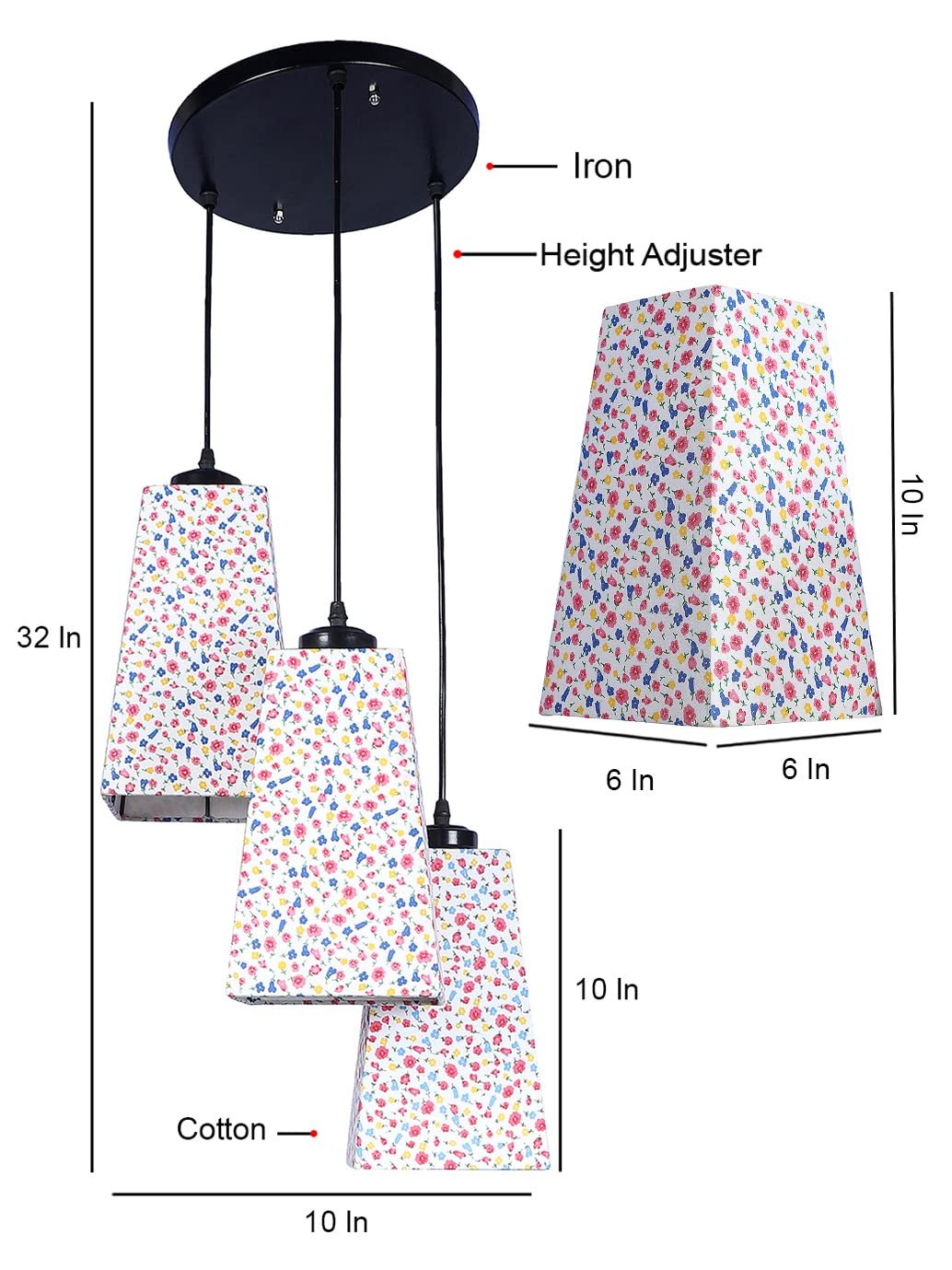 Multicolor Cotton Pyramid Drum Cluster Hanging Lamp