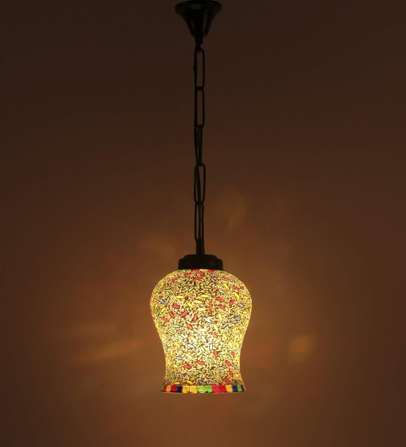 Multicolor Mosaic Glass Hanging Lamp (Glass,Medium)
