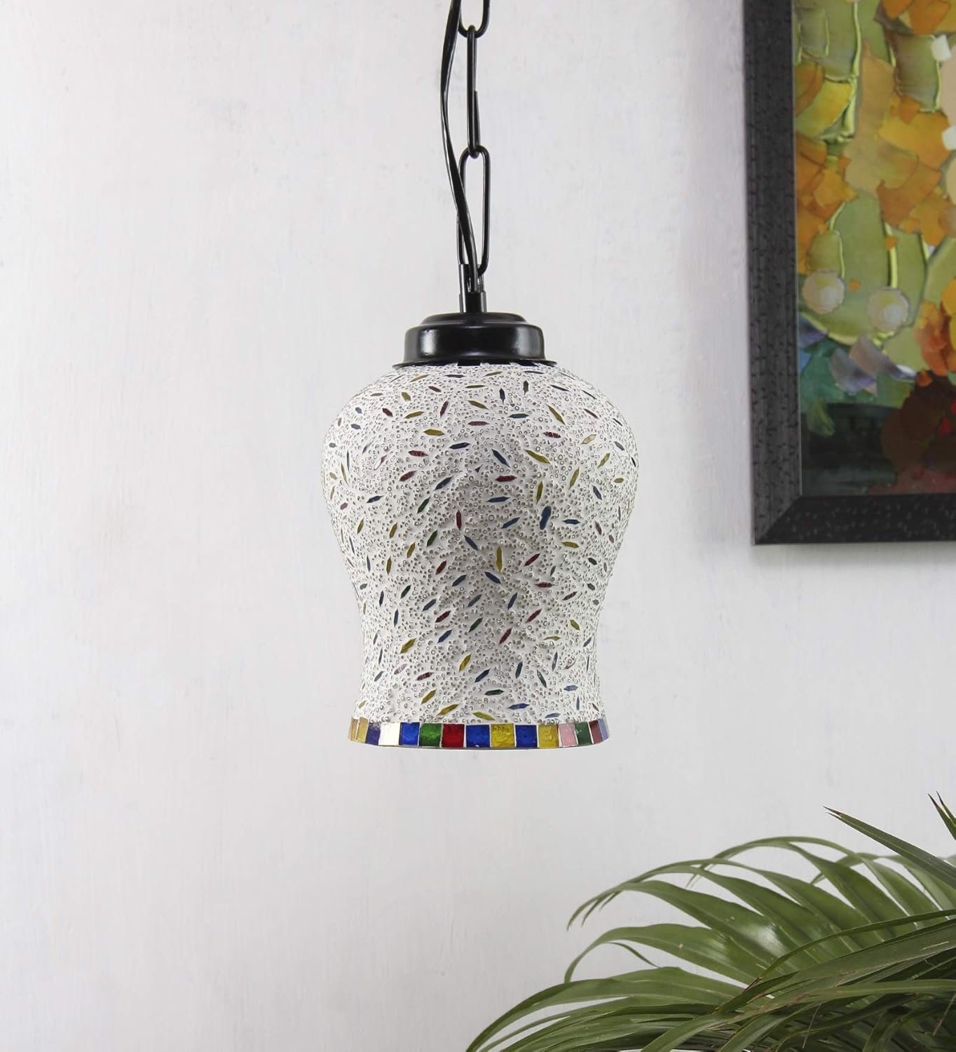 Multicolor Mosaic Glass Hanging Lamp (Glass,Medium)