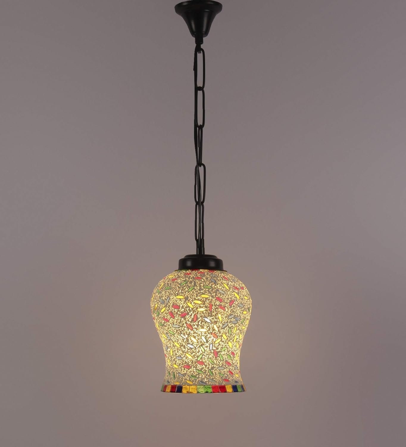 Multicolor Mosaic Glass Hanging Lamp (Glass,Medium)