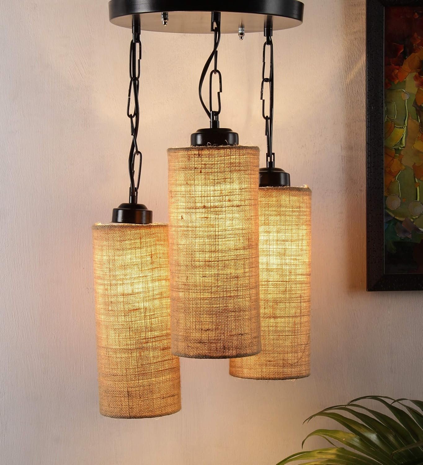 Cluster Round Jute Hanging lamp