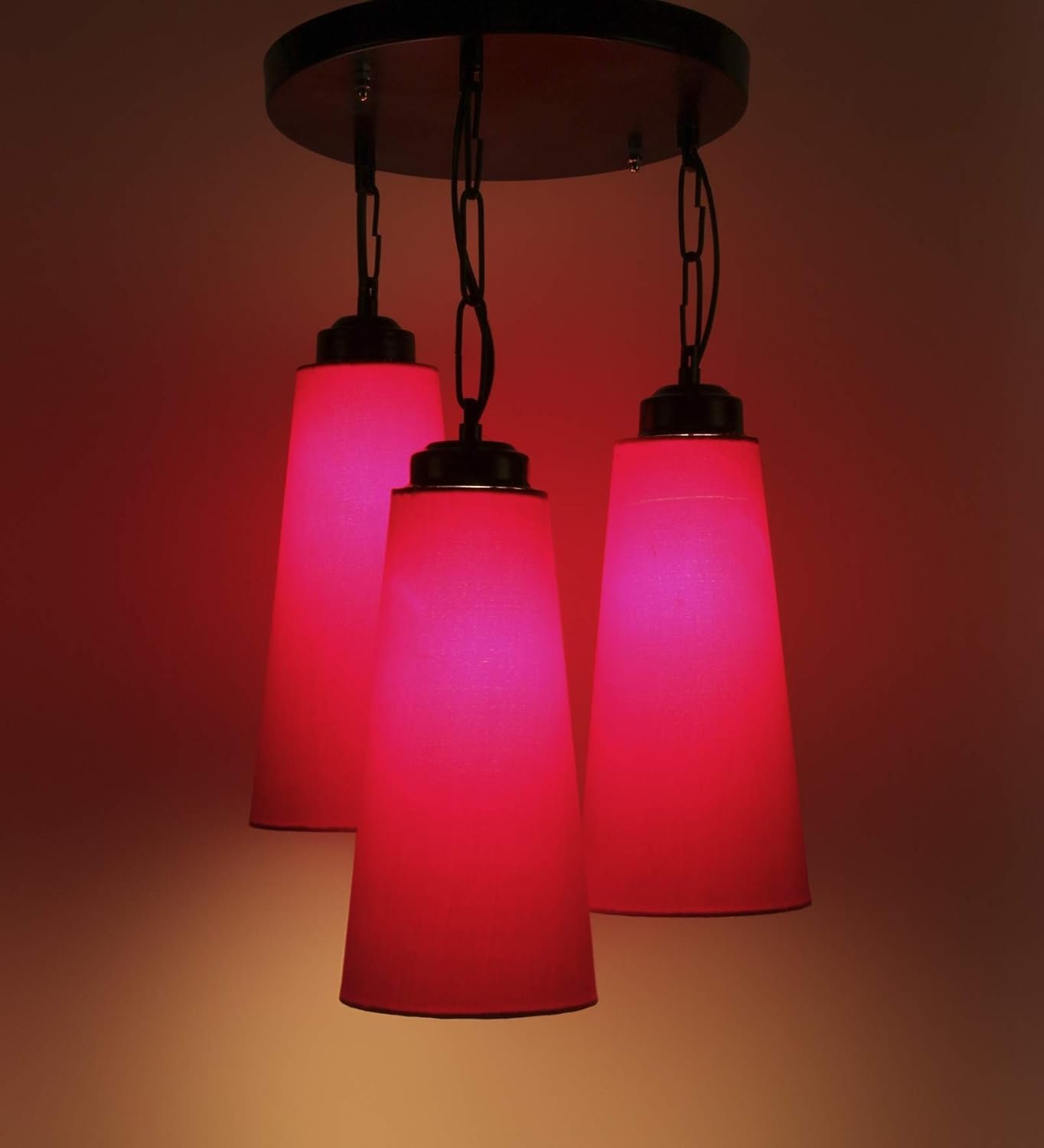 Triple Conical Red Cotton Hanging/Pendant (Red,Cotton)
