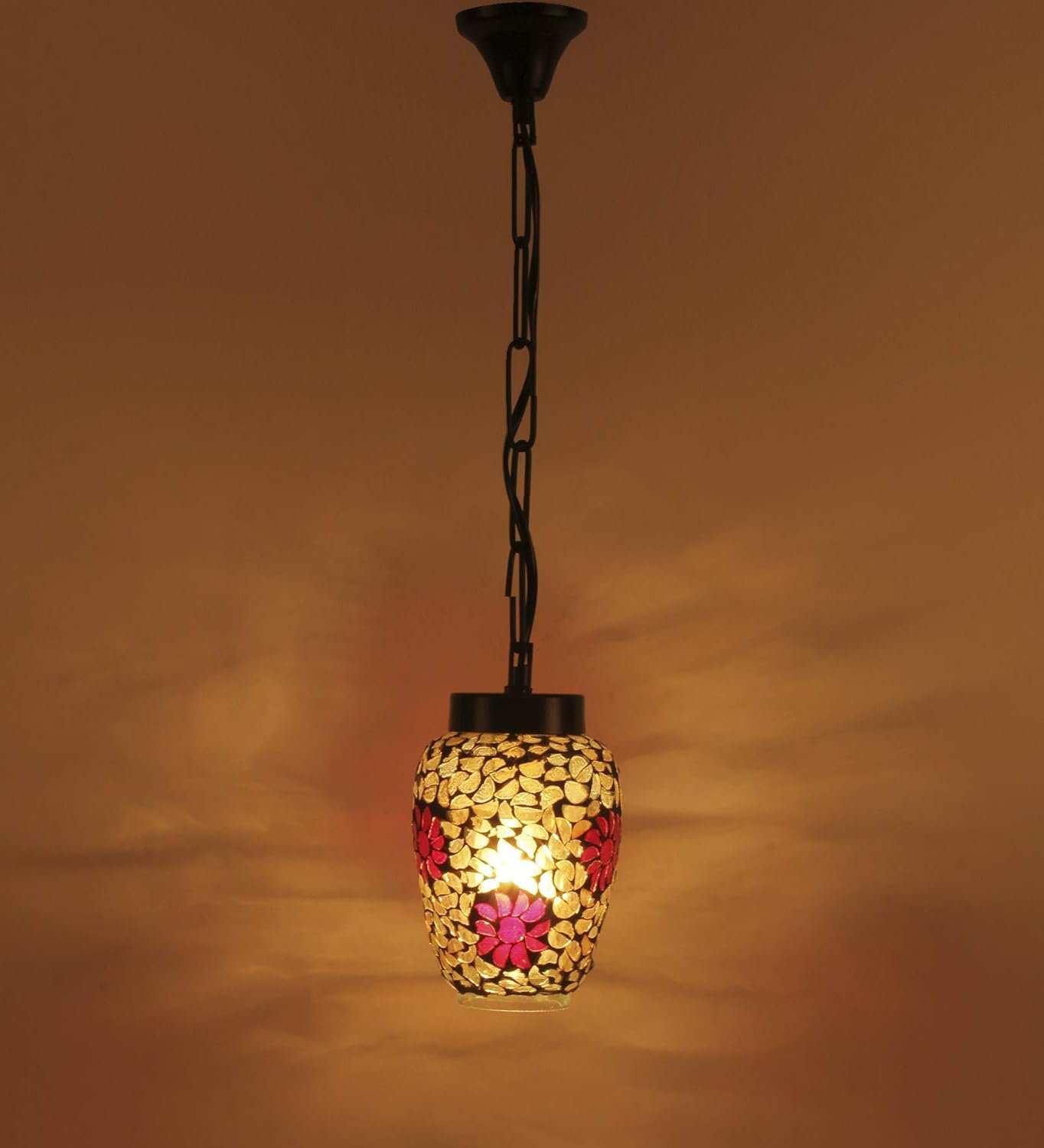Multicolor Mosiac Glass Hanging Lamp (Multicolor,Single)