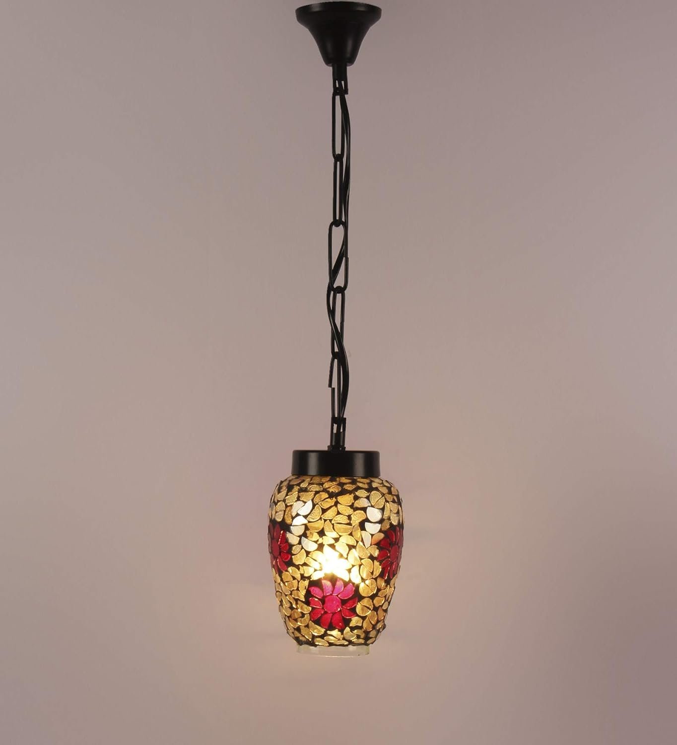 Multicolor Mosiac Glass Hanging Lamp (Multicolor,Single)