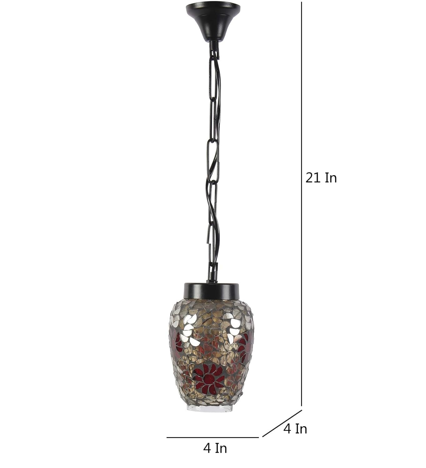 Multicolor Mosiac Glass Hanging Lamp (Multicolor,Single)