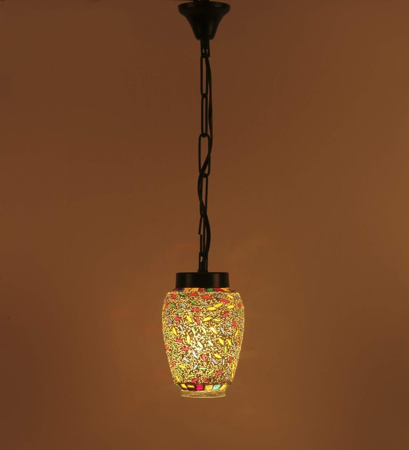 Multicolor Mosiac Glass Hanging Lamp (Multicolor,Single)