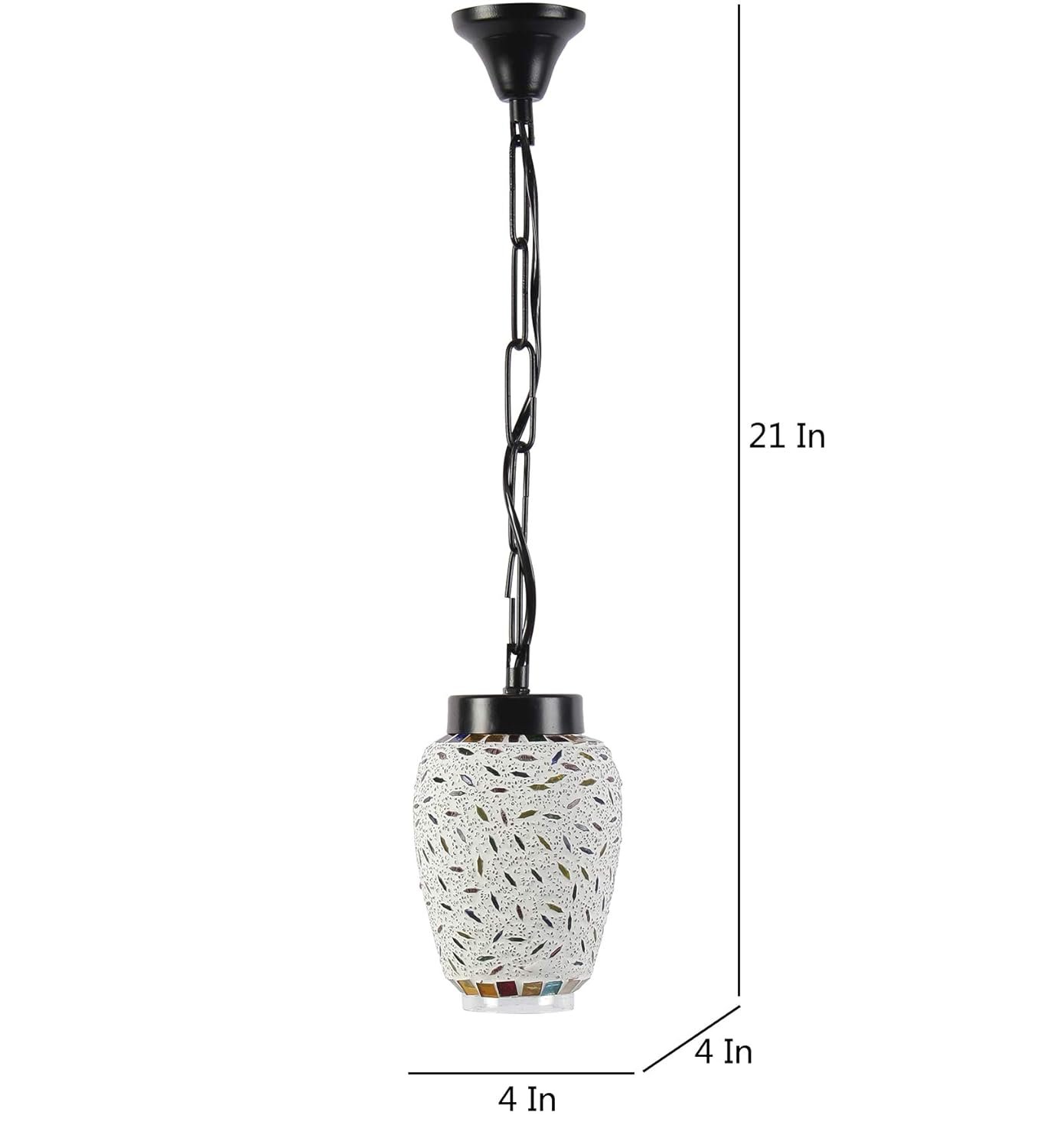 Multicolor Mosiac Glass Hanging Lamp (Multicolor,Single)