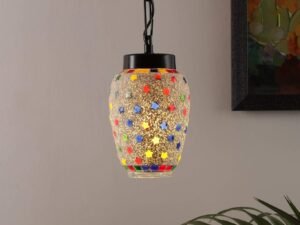 Multicolor Mosiac Glass Hanging Lamp (Multicolor,Single)