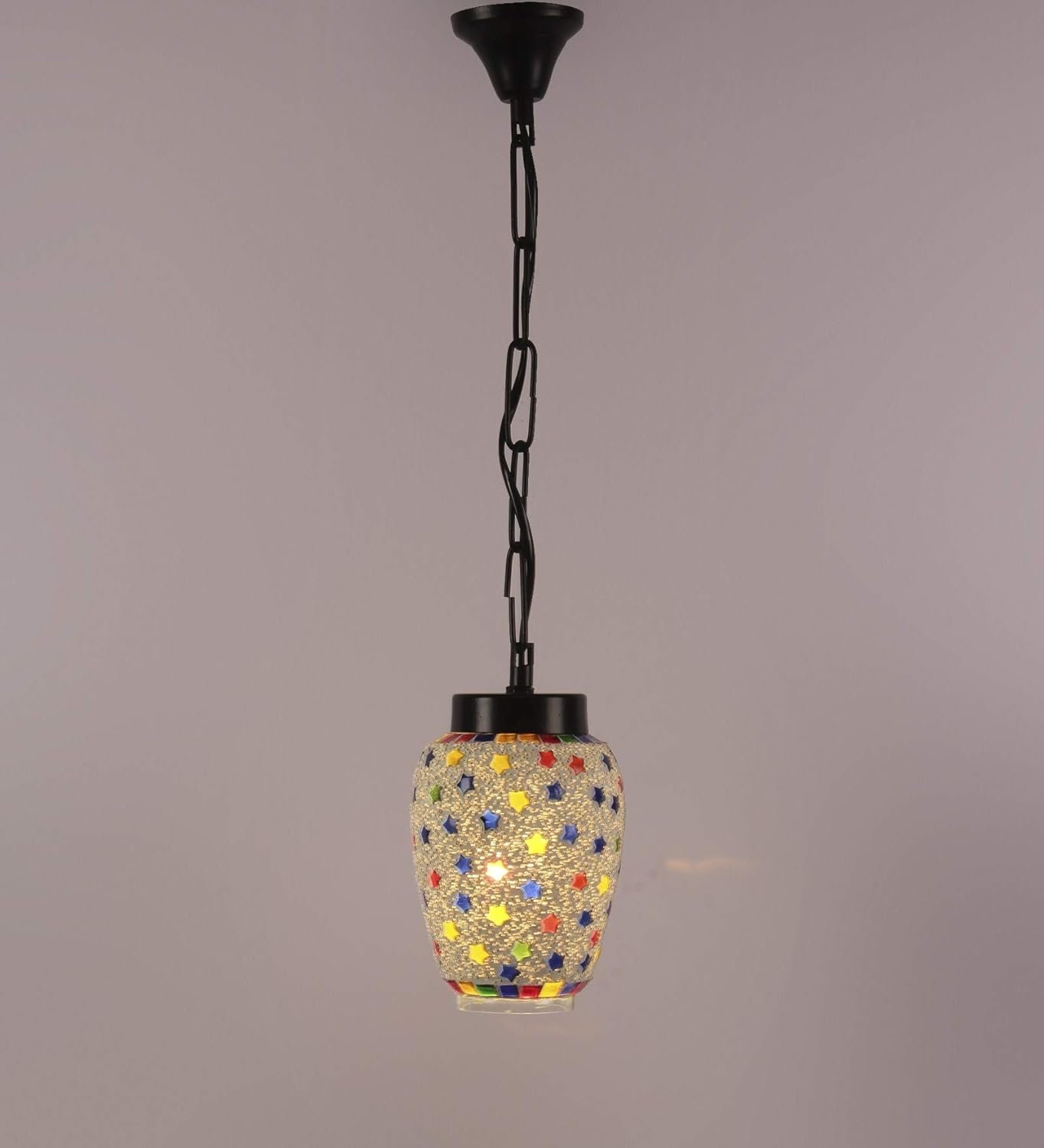 Multicolor Mosiac Glass Hanging Lamp (Multicolor,Single)