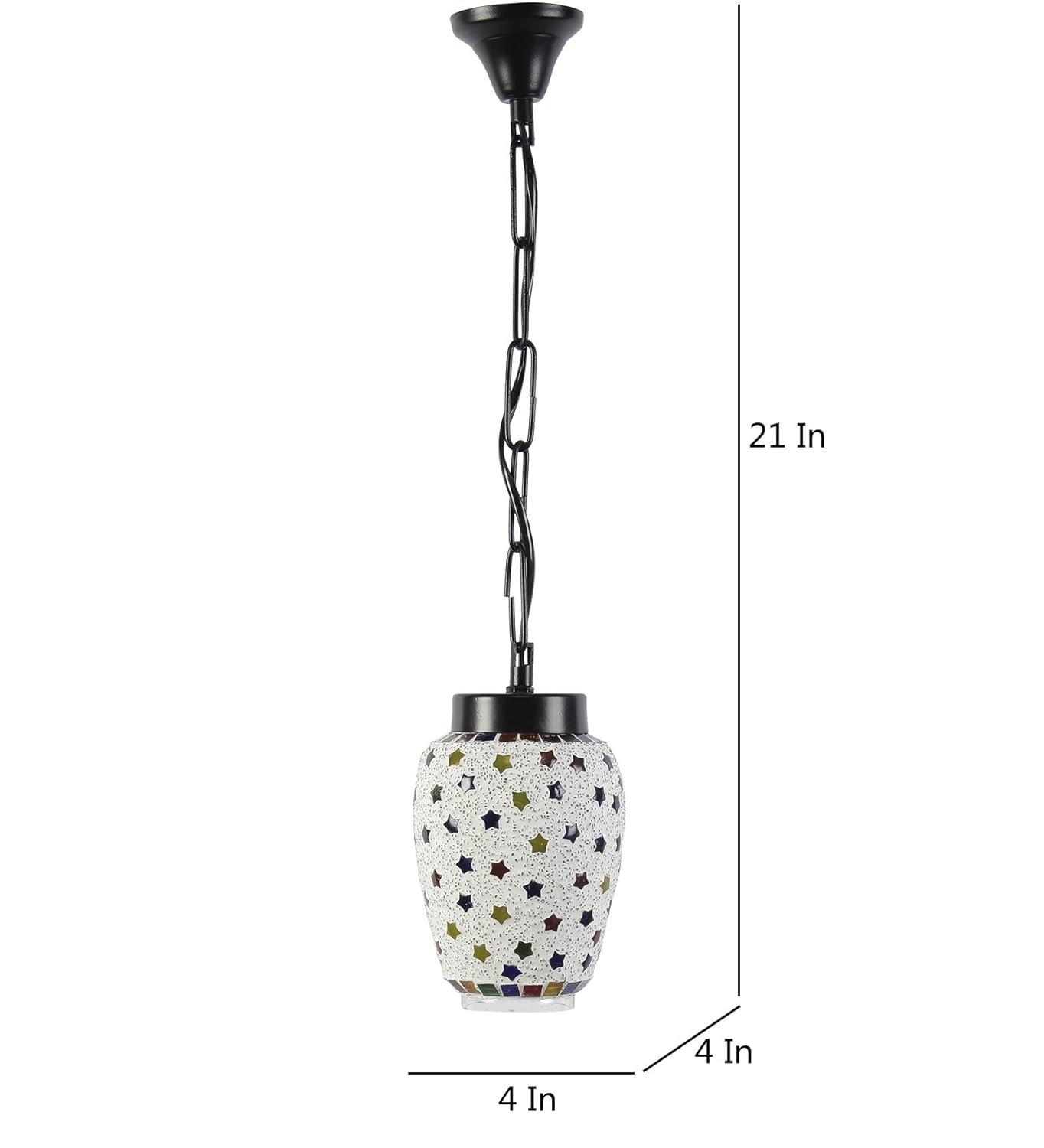 Multicolor Mosiac Glass Hanging Lamp (Multicolor,Single)