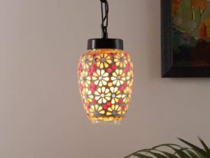Multicolor Mosiac Glass Hanging Lamp (Multicolor,Single)