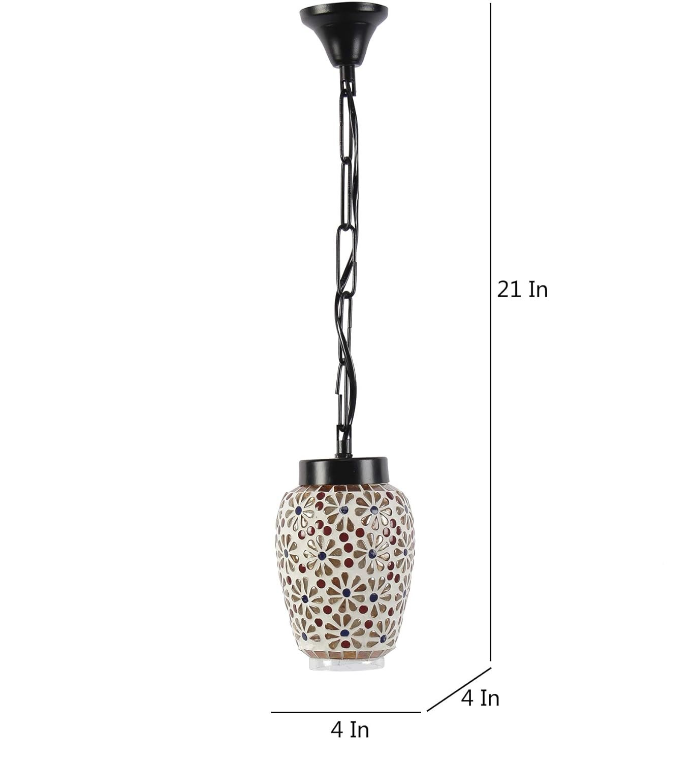 Multicolor Mosiac Glass Hanging Lamp (Multicolor,Single)
