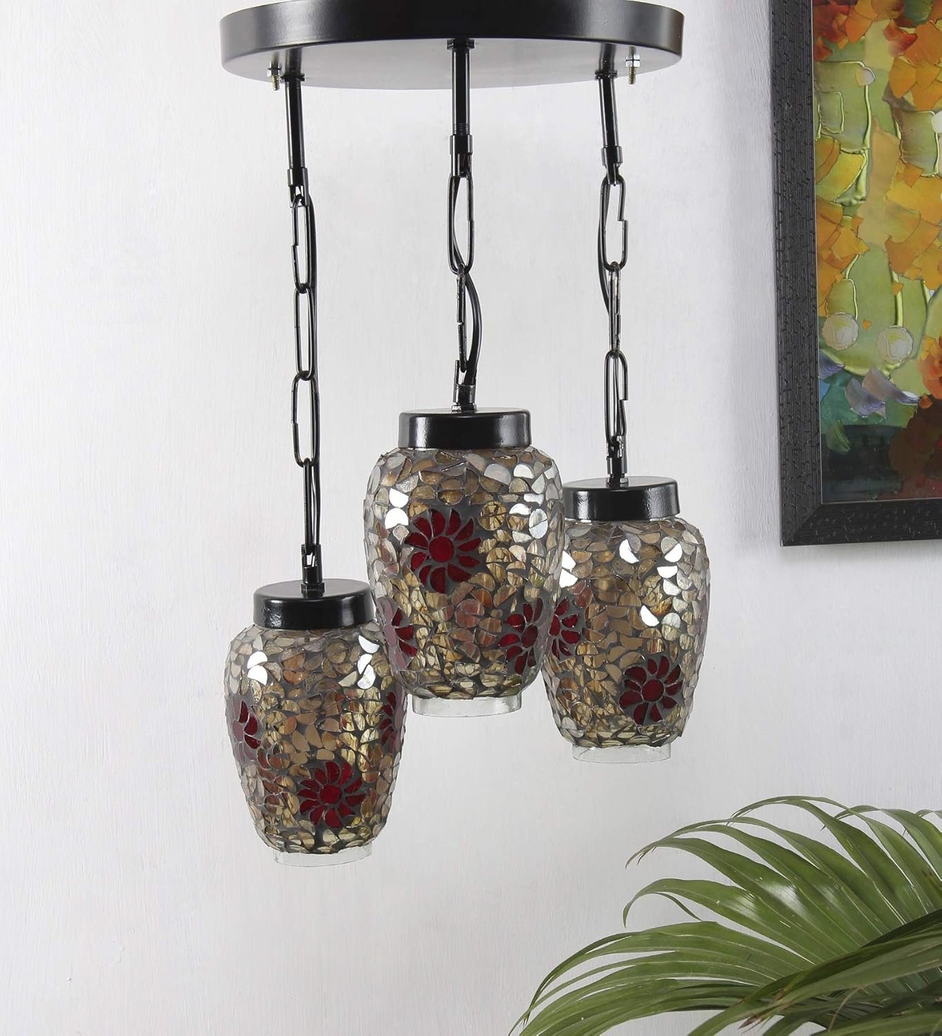Multicolor Mosaic Glass Cluster Hanging Lamp (Multicolor)