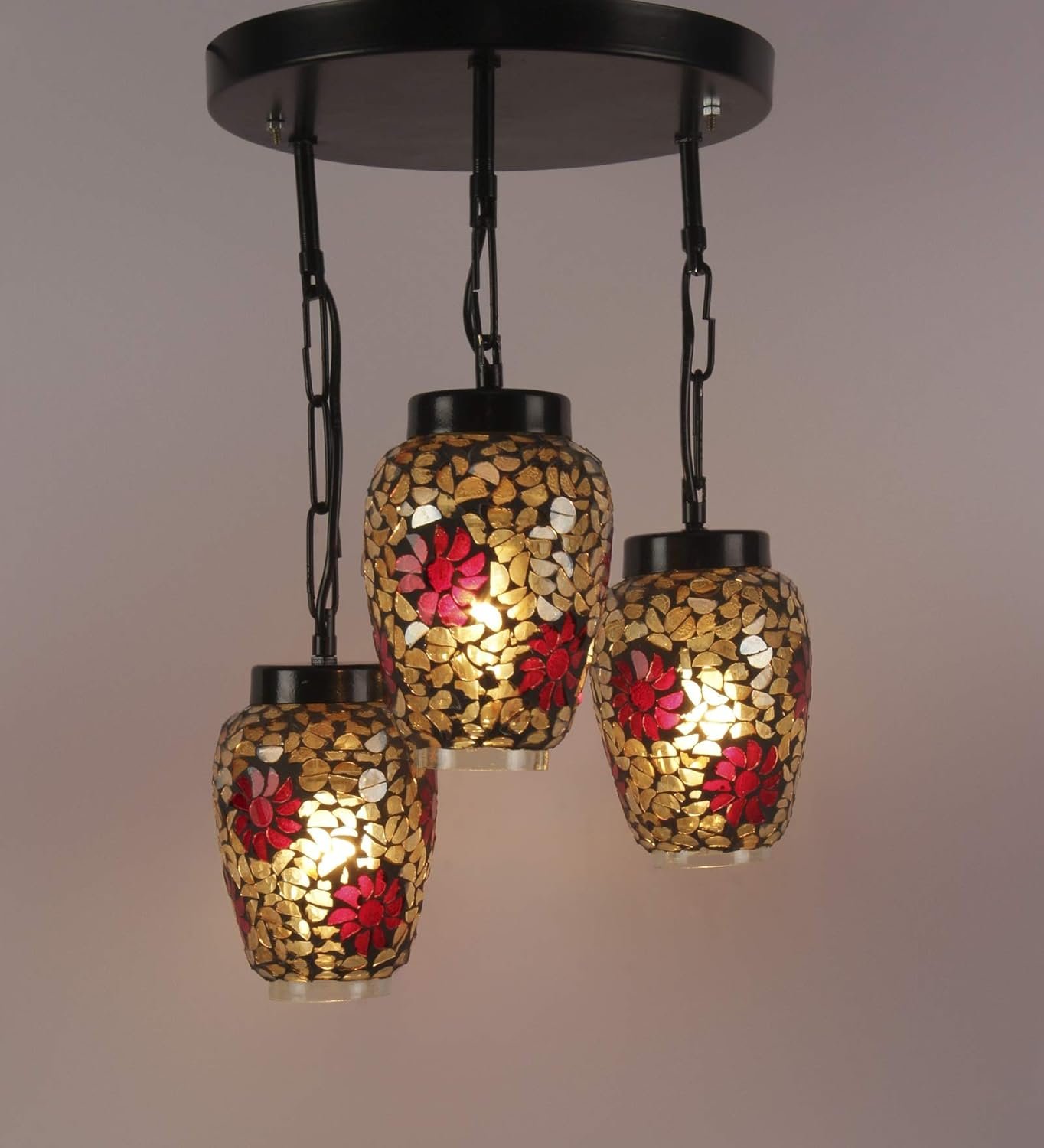 Multicolor Mosaic Glass Cluster Hanging Lamp (Multicolor)