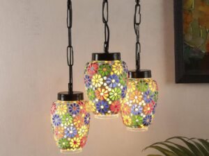 Multicolor Mosaic Glass Cluster Hanging Lamp (Multicolor)