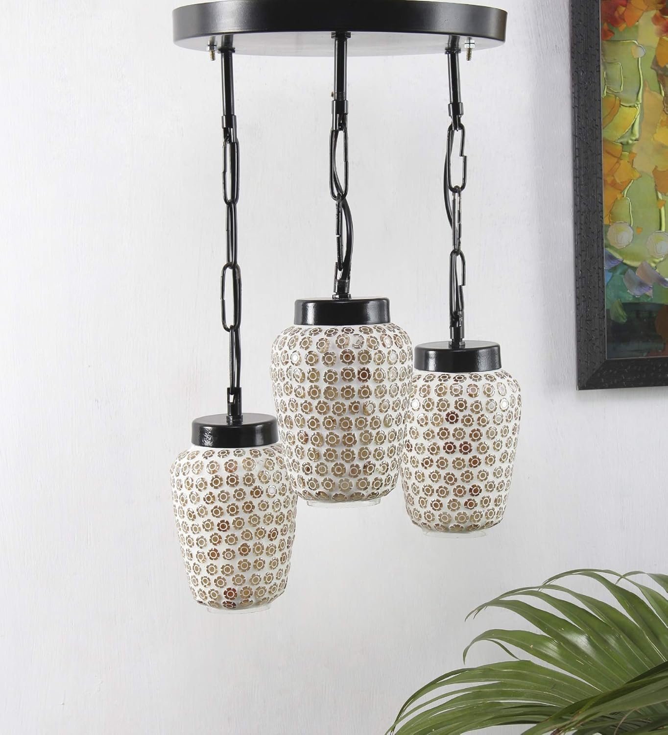 Multicolor Mosaic Glass Cluster Hanging Lamp (Multicolor)