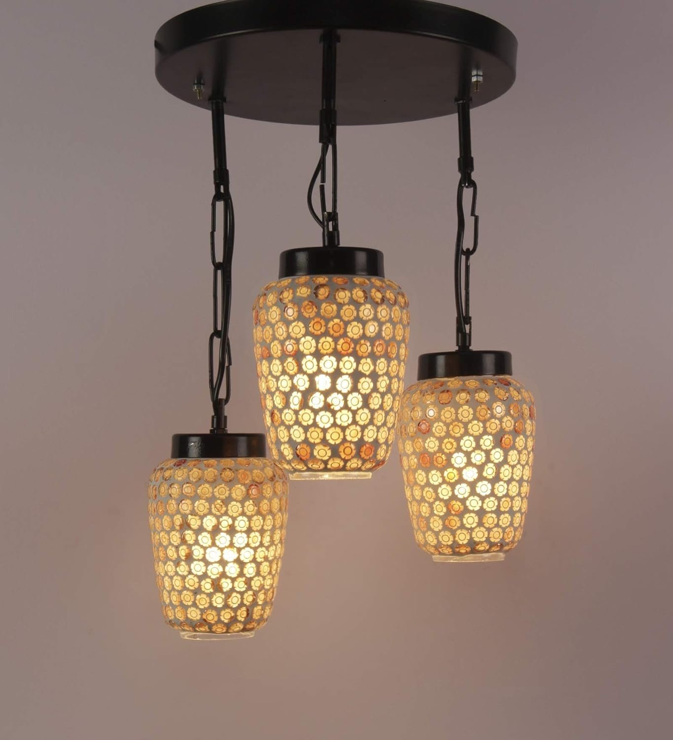 Multicolor Mosaic Glass Cluster Hanging Lamp (Multicolor)