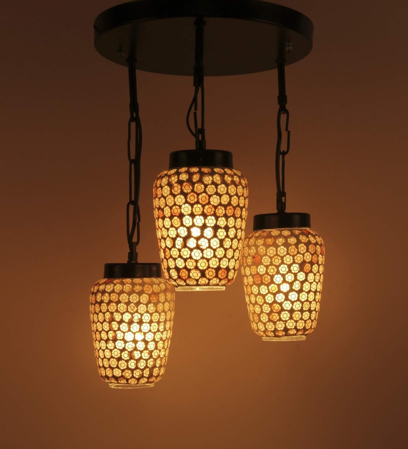 Multicolor Mosaic Glass Cluster Hanging Lamp (Multicolor)