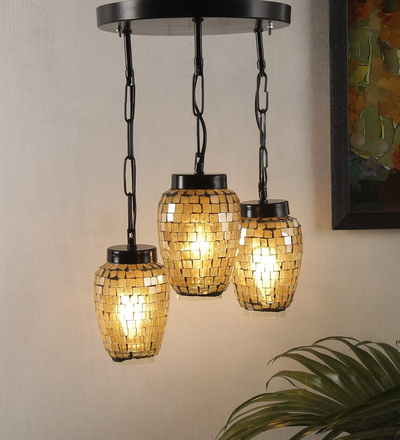 Multicolor Mosaic Glass Cluster Hanging Lamp (Multicolor)