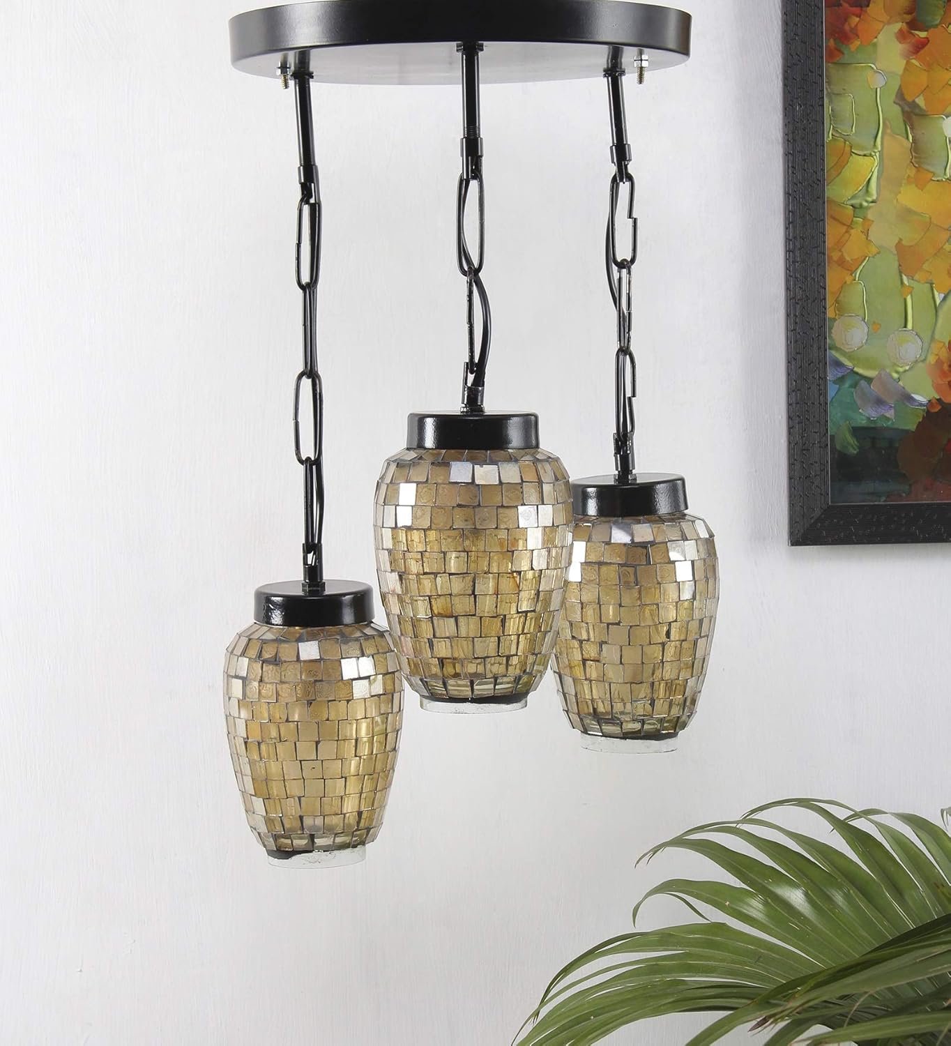 Multicolor Mosaic Glass Cluster Hanging Lamp (Multicolor)