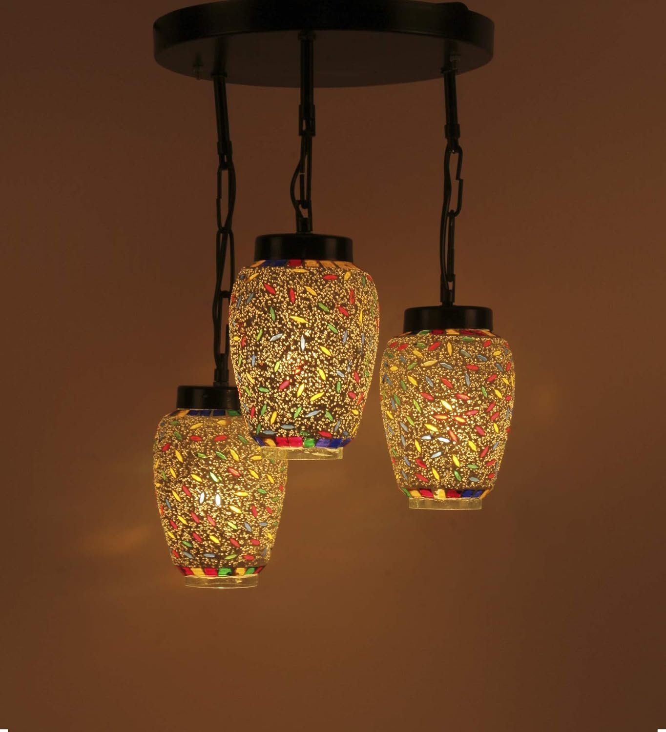 Multicolor Mosaic Glass Cluster Hanging Lamp (Multicolor)