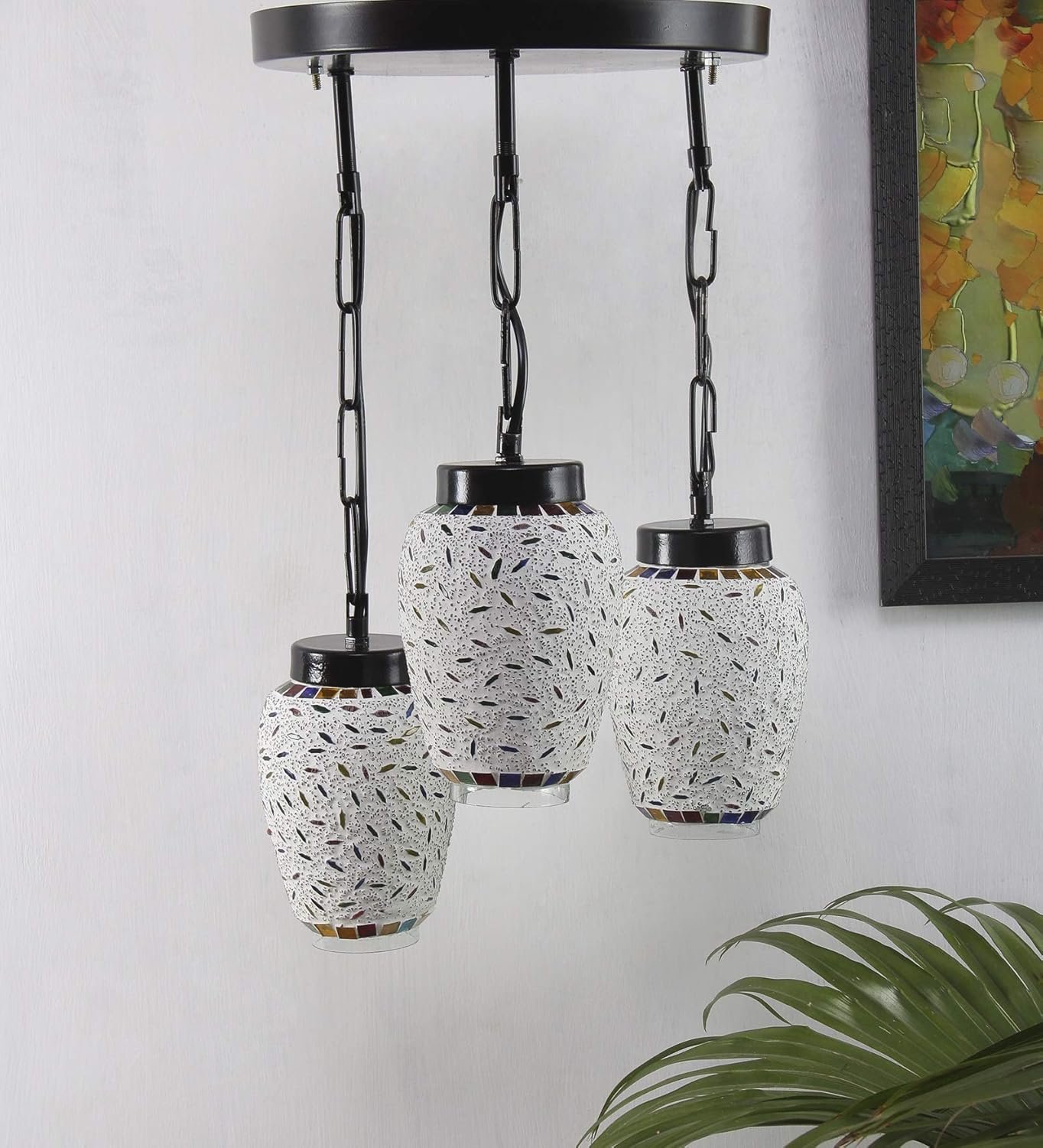 Multicolor Mosaic Glass Cluster Hanging Lamp (Multicolor)