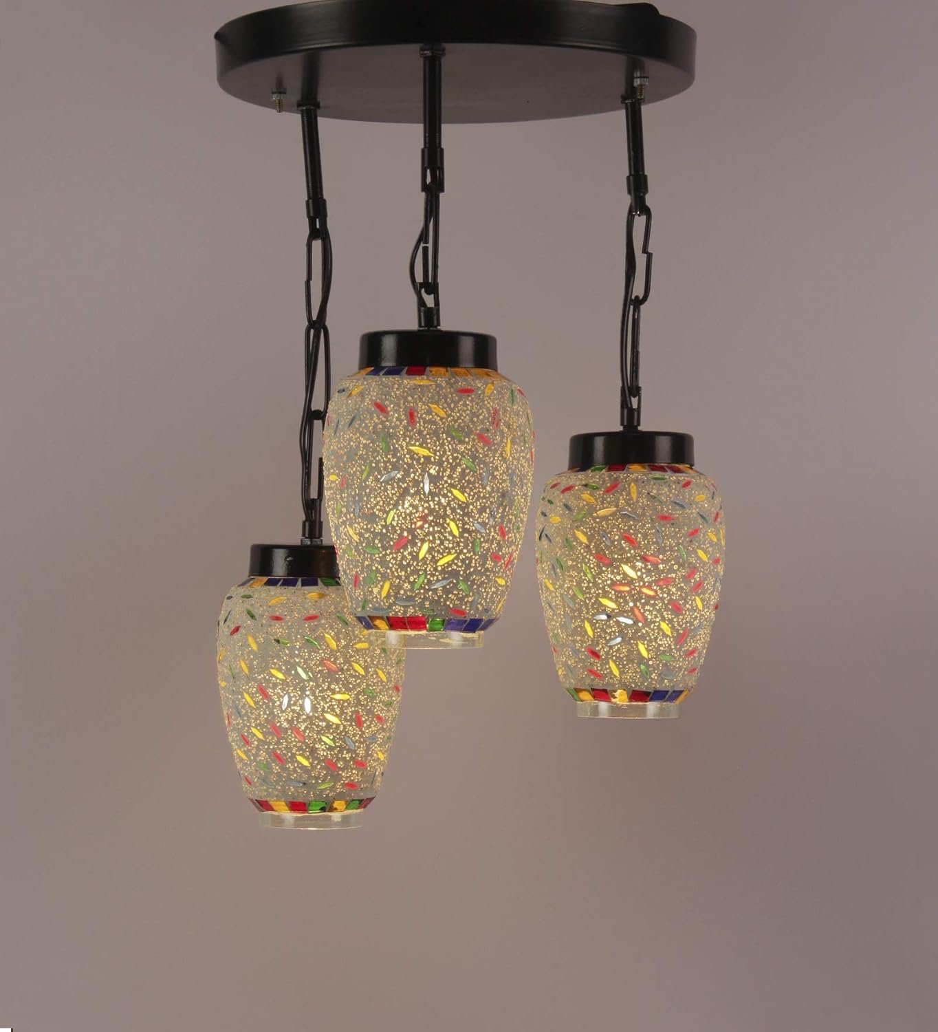Multicolor Mosaic Glass Cluster Hanging Lamp (Multicolor)