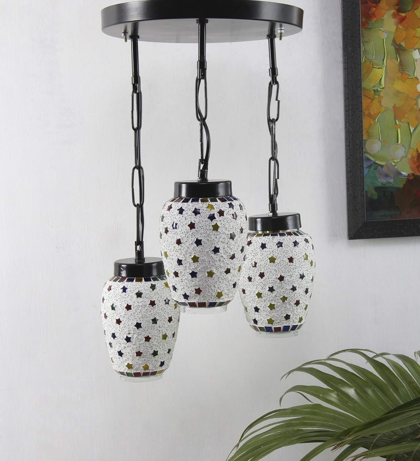 Multicolor Mosaic Glass Cluster Hanging Lamp (Multicolor)