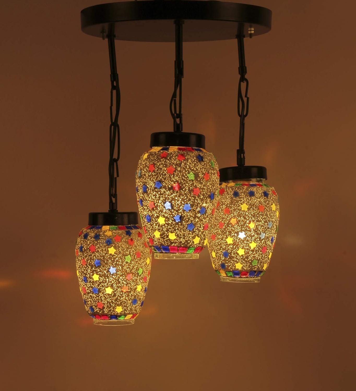 Multicolor Mosaic Glass Cluster Hanging Lamp (Multicolor)