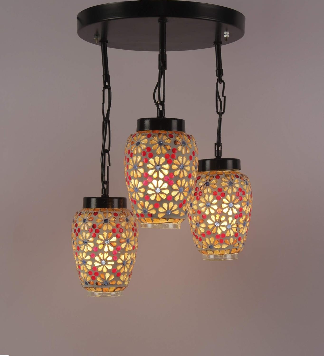 Multicolor Mosaic Glass Cluster Hanging Lamp (Multicolor)