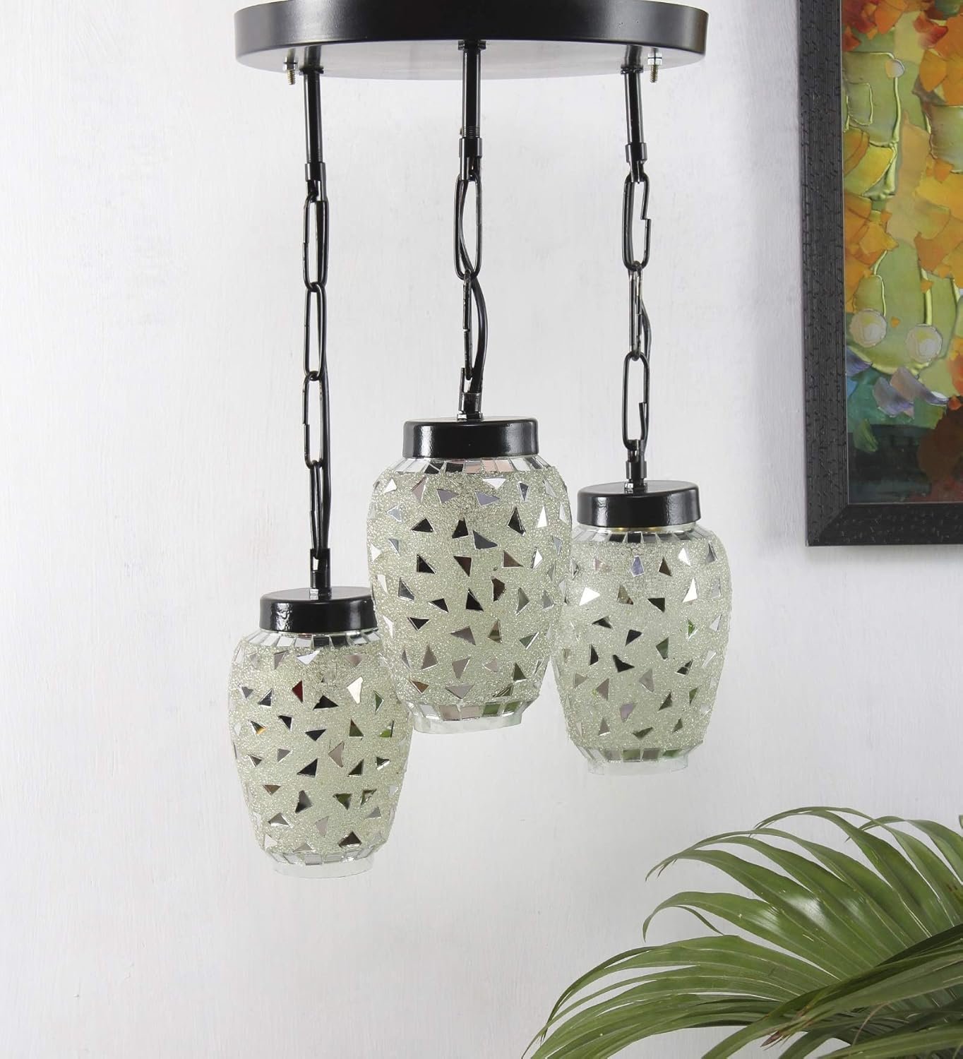 Multicolor Mosaic Glass Cluster Hanging Lamp (Multicolor)