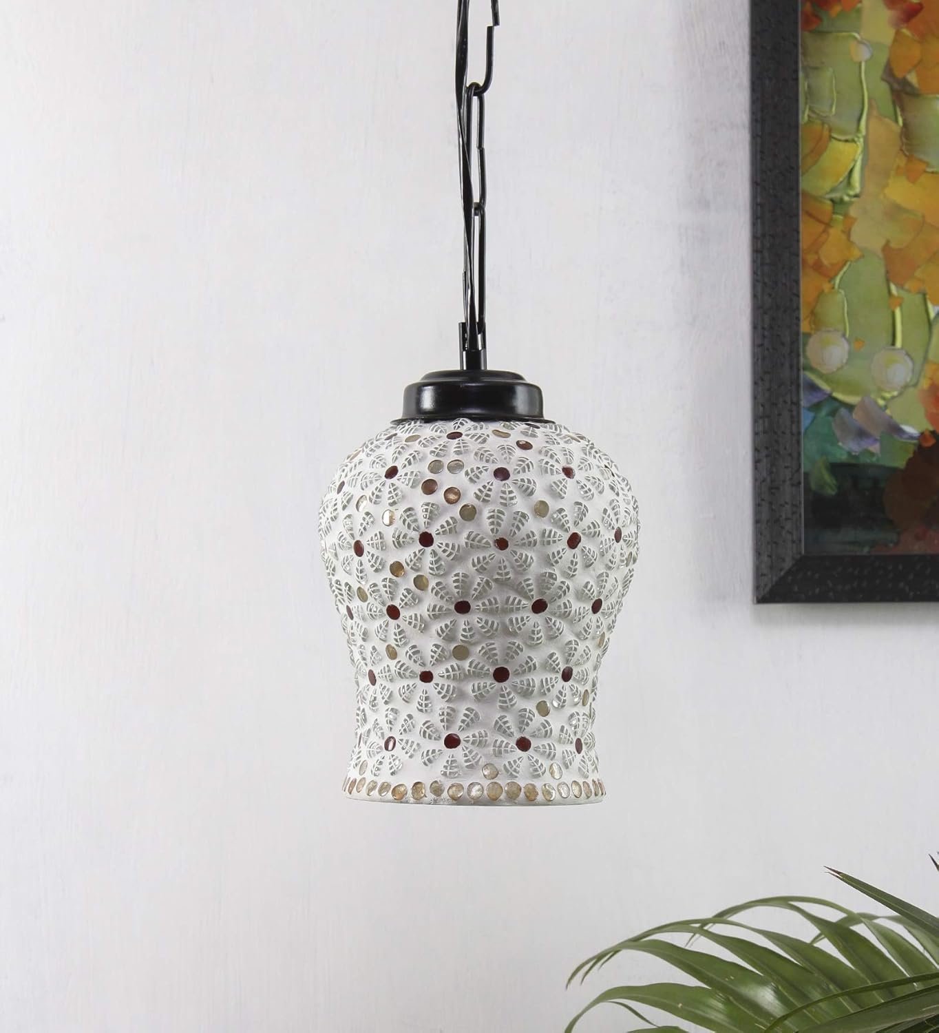 Multicolor Mosaic Glass Hanging Lamp (Glass,Medium)