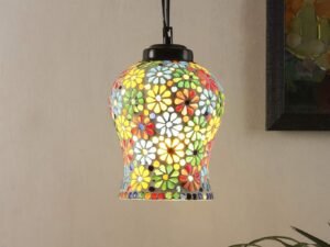 Multicolor Mosaic Glass Hanging Lamp (Glass,Medium)