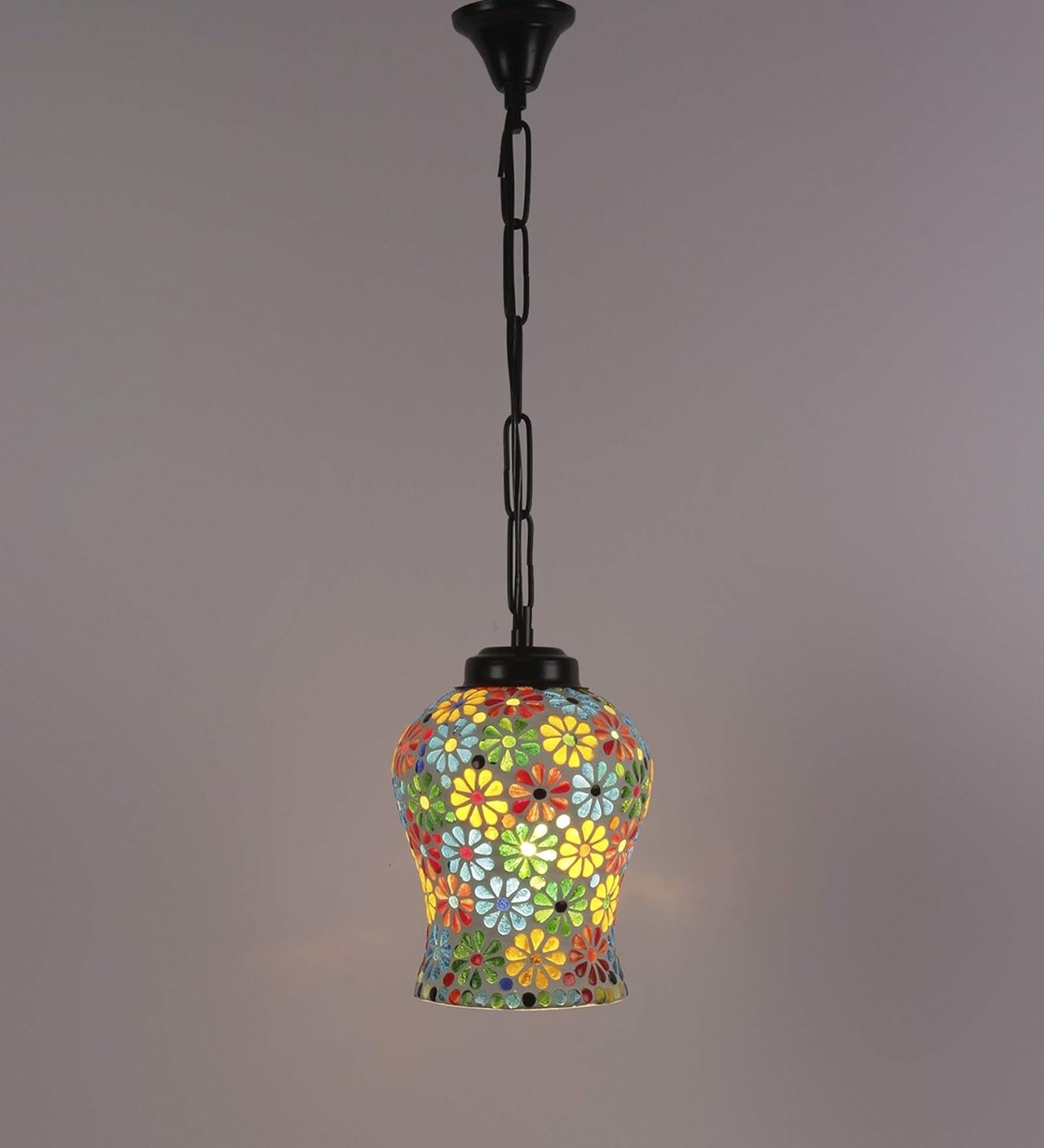 Multicolor Mosaic Glass Hanging Lamp (Glass,Medium)
