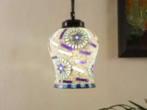 Multicolor Mosaic Glass Hanging Lamp (Glass,Medium)