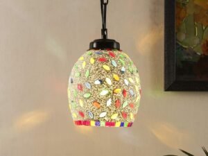 Multicolor Mosaic Glass Hanging Lamp (Glass,Medium)