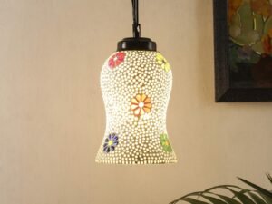 Multicolor Mosaic Glass Hanging Lamp (Glass,Medium)