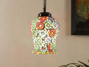 Multicolor Mosaic Glass Hanging Lamp (Glass,Medium)