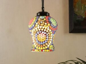 Multicolor Mosaic Glass Hanging Lamp (Glass,Medium)