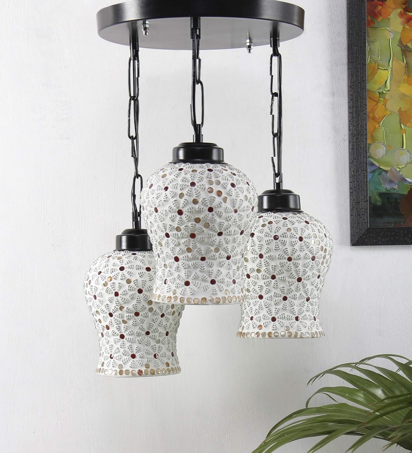 Multicolor Mosaic Glass Cluster Hanging Lamp (Multicolor)