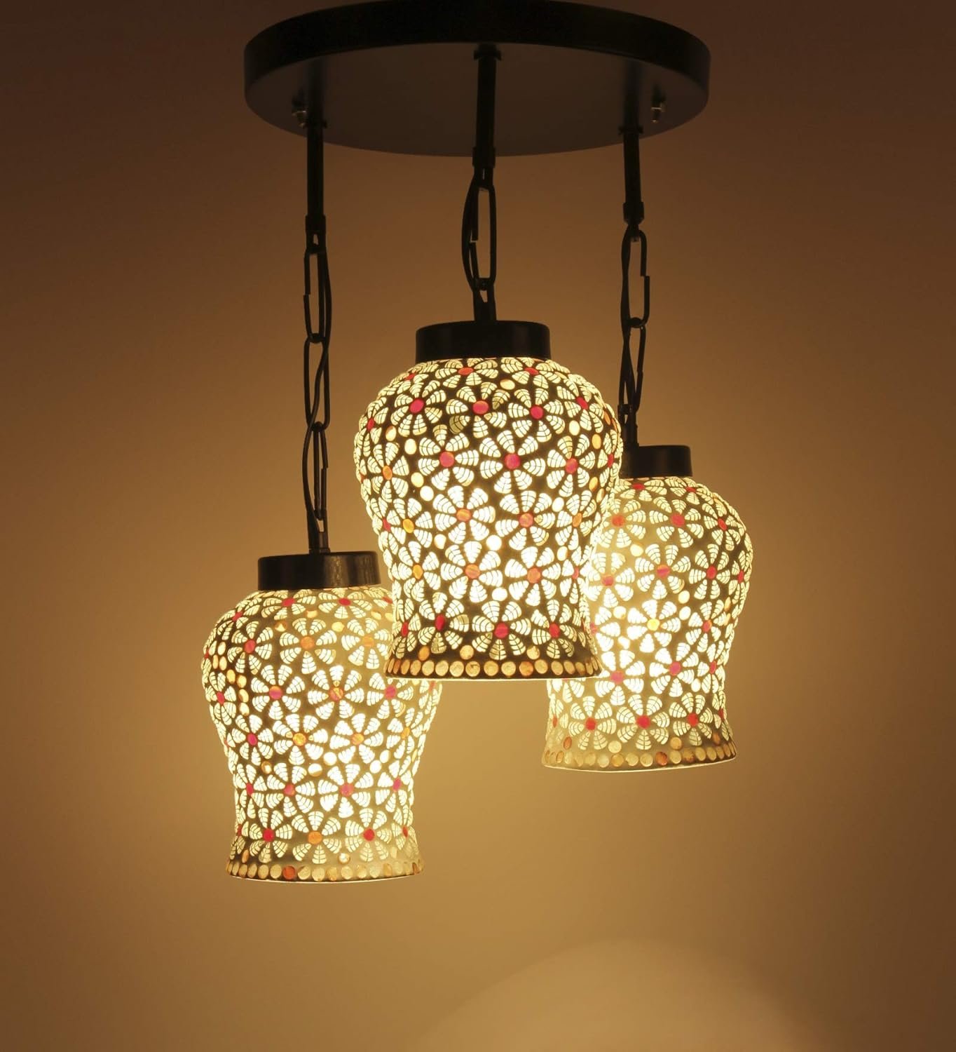 Multicolor Mosaic Glass Cluster Hanging Lamp (Multicolor)