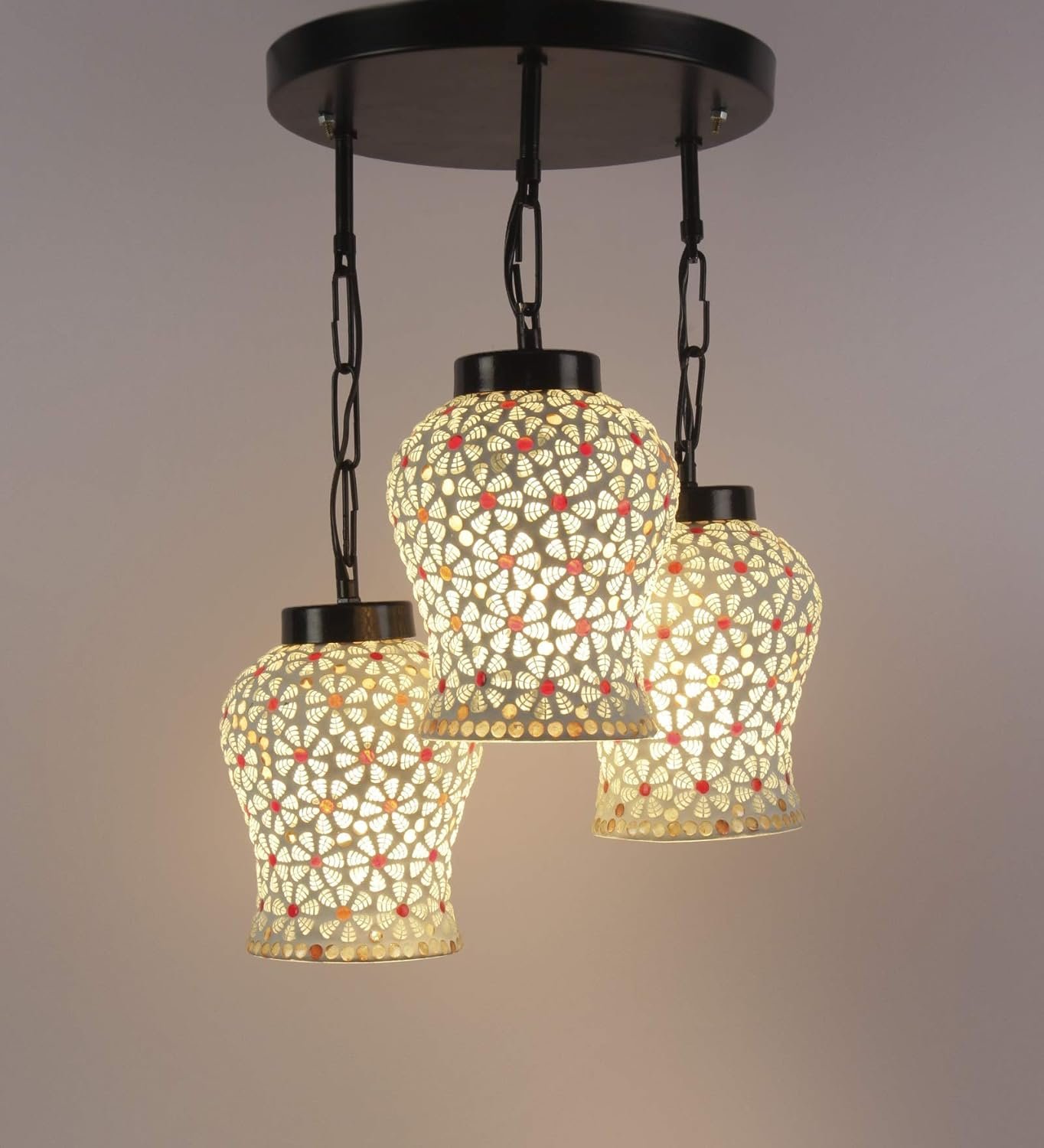 Multicolor Mosaic Glass Cluster Hanging Lamp (Multicolor)