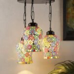 Multicolor Mosaic Glass Cluster Hanging Lamp (Multicolor)