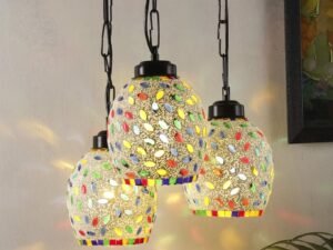 Multicolor Mosaic Glass Cluster Hanging Lamp (Multicolor)