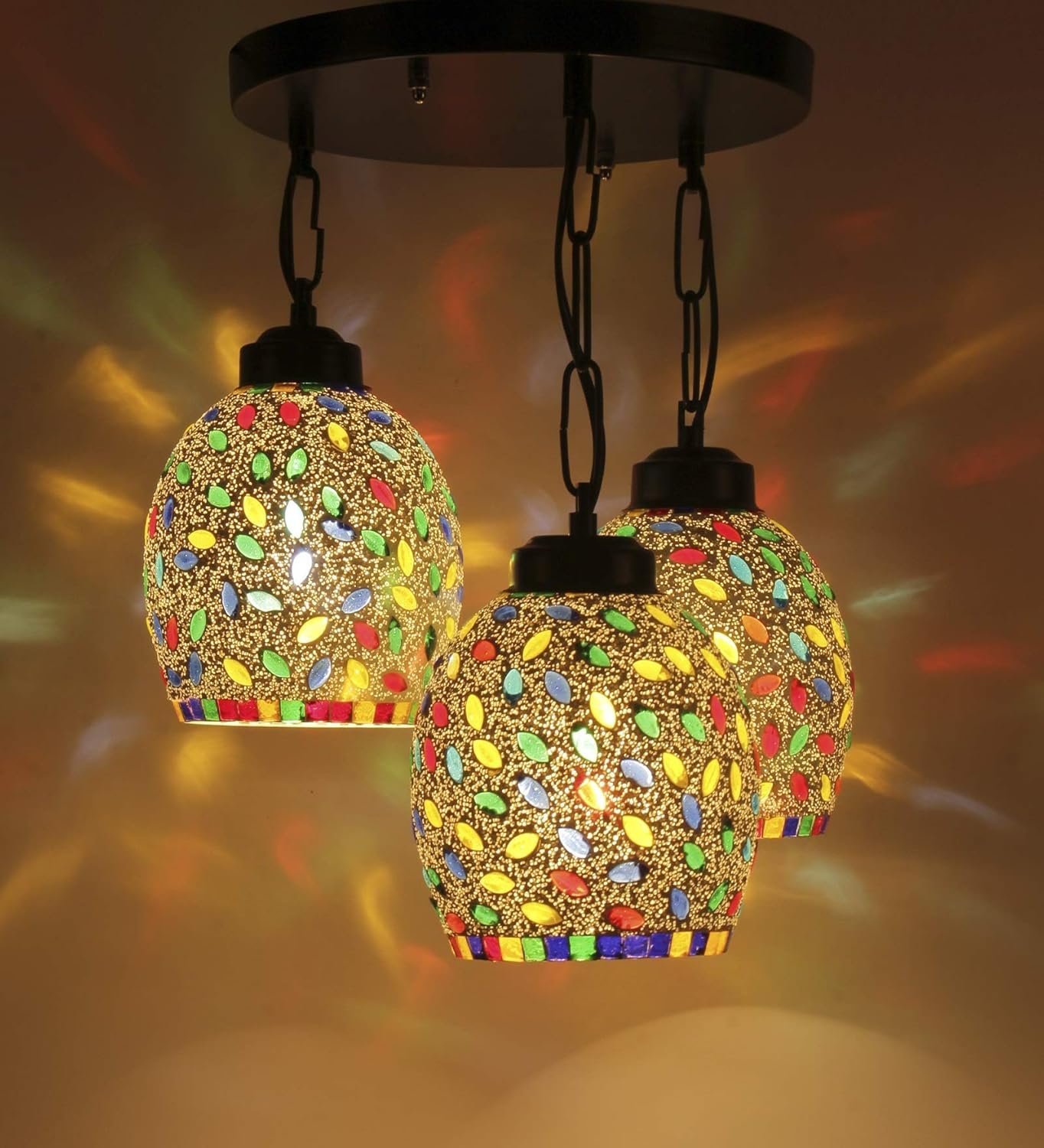 Multicolor Mosaic Glass Cluster Hanging Lamp (Multicolor)