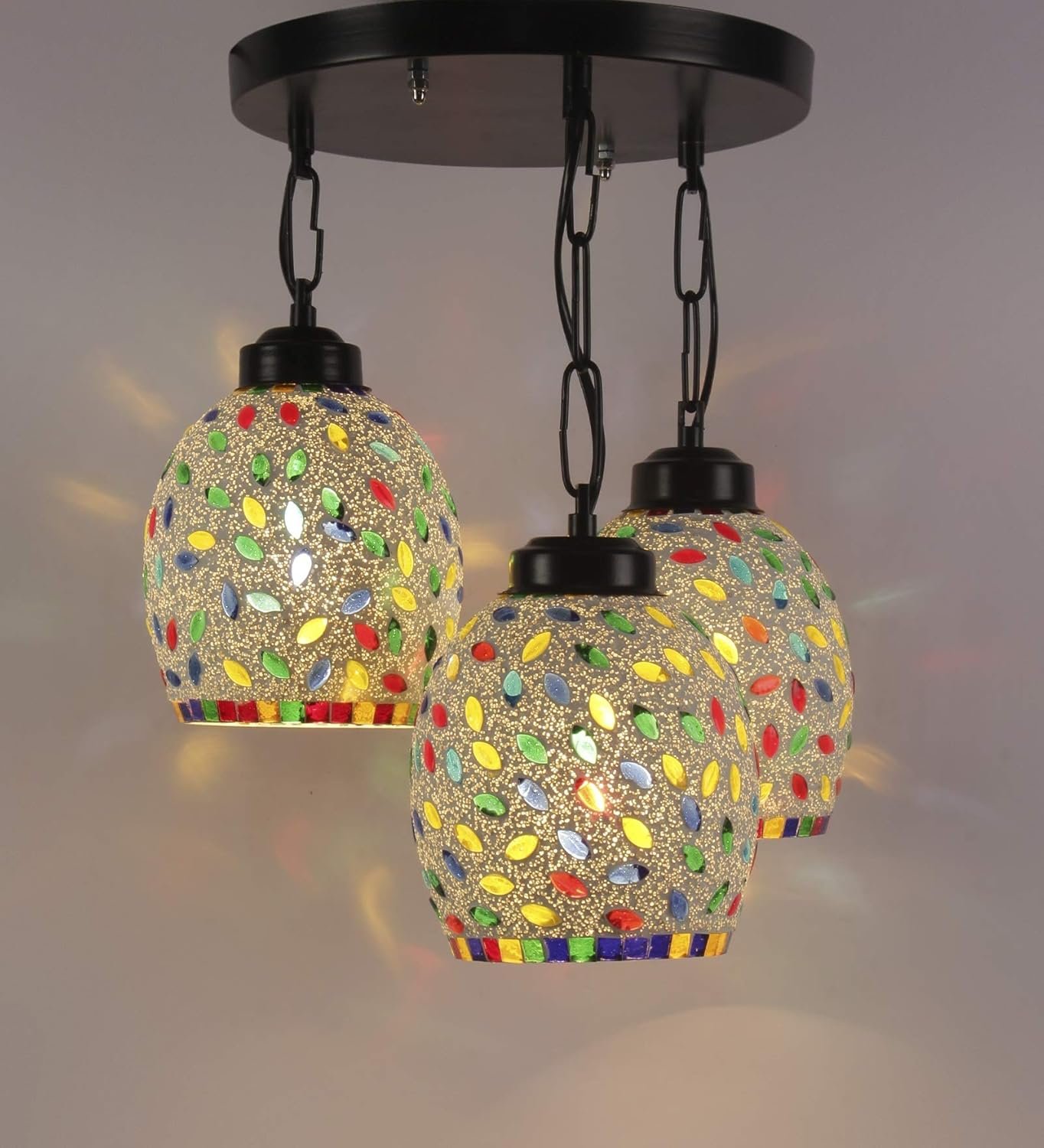 Multicolor Mosaic Glass Cluster Hanging Lamp (Multicolor)