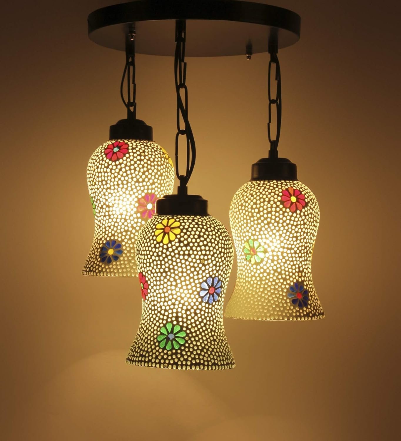 Multicolor Mosaic Glass Cluster Hanging Lamp (Multicolor)