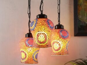 Multicolor Mosaic Glass Cluster Hanging Lamp (Multicolor)