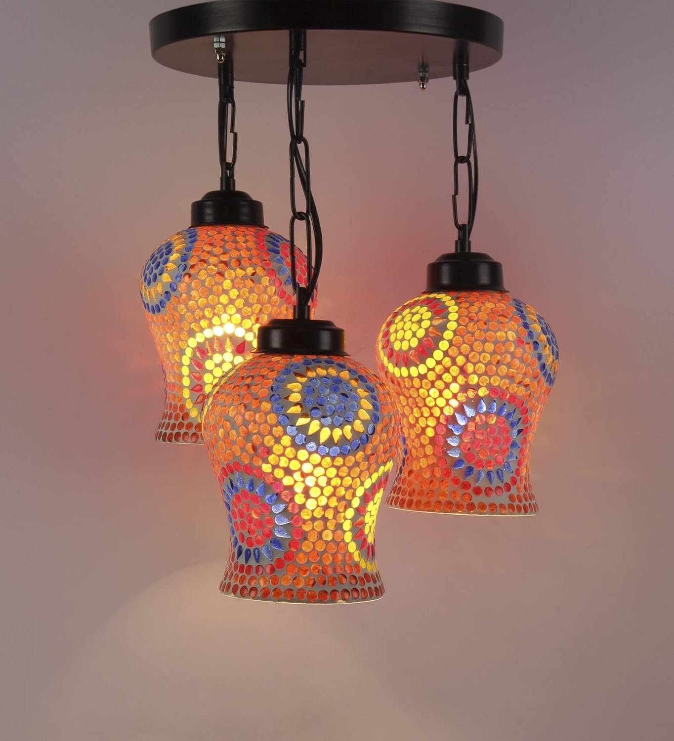 Multicolor Mosaic Glass Cluster Hanging Lamp (Multicolor)