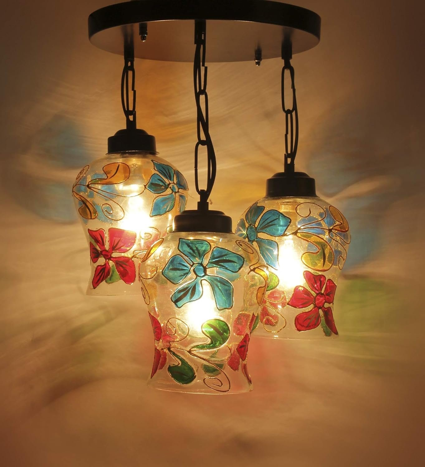 Multicolor Mosaic Glass Cluster Hanging Lamp (Multicolor)